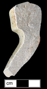 Jar with blue painted design in indeterminate motif, iron oxide along rim and 3 incised lines just above shoulder.  Fragment in cross section - from 18BC88.